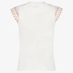 MyWay Meisjes T-shirt met geborduurde mouwen wit New