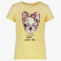 TwoDay Meisjes T-shirt met kat en strik geel