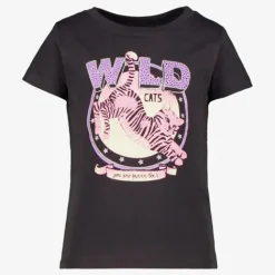 TwoDay Meisjes T-shirt met kat zwart Online