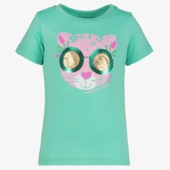 TwoDay Meisjes T-shirt met panter blauw groen