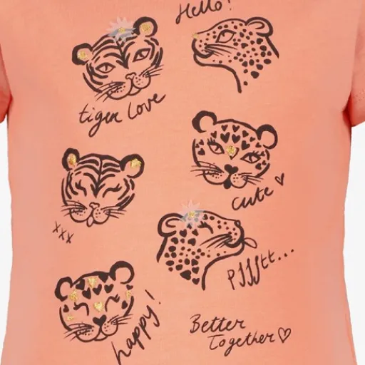 TwoDay Meisjes T-shirt met panters roze Best