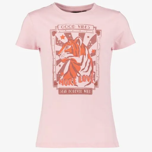TwoDay Meisjes T-shirt met tijger roze Discount