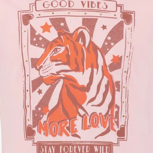 TwoDay Meisjes T-shirt met tijger roze Discount