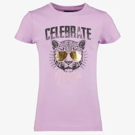 TwoDay Meisjes T-shirt met tijgerkop lila Outlet