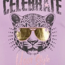 TwoDay Meisjes T-shirt met tijgerkop lila Outlet