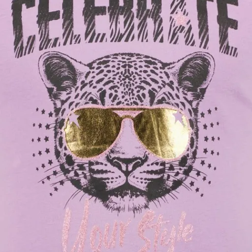 TwoDay Meisjes T-shirt met tijgerkop lila Outlet