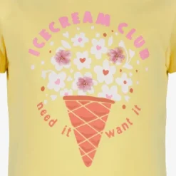 TwoDay Meisjes T-shirts met ijsco en bloemen geel Clearance