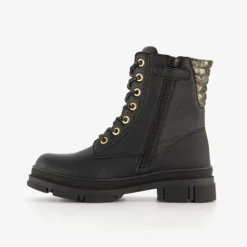 Blue Box Meisjes veterboots zwart goud