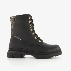 Blue Box Meisjes veterboots zwart goud