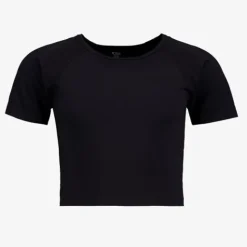 Osaga Naadloos cropped meisjes sport T-shirt zwart New