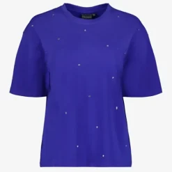 TwoDay Oversized dames T-shirt met strass blauw Outlet