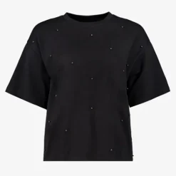 TwoDay Oversized dames T-shirt met parels zwart New