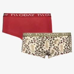 TwoDay 2-pack meisjes boxershorts luipaard rood
