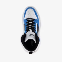 Puma Rebound V6 Mid hoge jongens sneakers blauw wit Discount