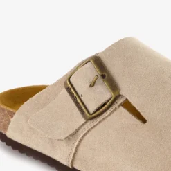 Hush Puppies Suede dames clogs taupe Discount