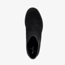 Harper Suede dames enkellaarsjes lage hak zwart New