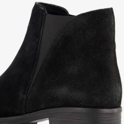 Harper Suede dames enkellaarsjes lage hak zwart New