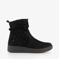 Hush Puppies Suede dames enkellaarsjes zwart Clearance