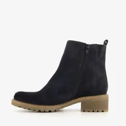 Hush Puppies Suede dames enkellaarsjes blauw New