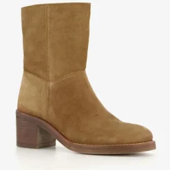 Harper Suede dames enkellaarzen met hak camel Outlet