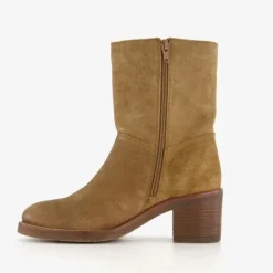Harper Suede dames enkellaarzen met hak camel Outlet