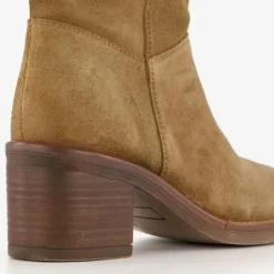 Harper Suede dames enkellaarzen met hak camel Outlet