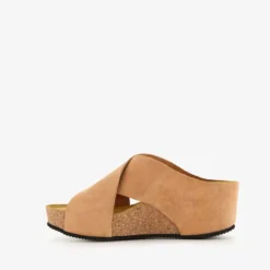 Hush Puppies Suede dames slippers sleehak cognac Online