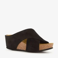 Hush Puppies Suede dames slippers sleehak zwart Clearance