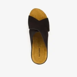 Hush Puppies Suede dames slippers sleehak zwart Clearance