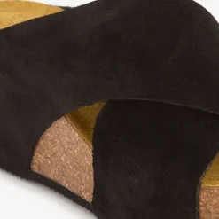 Hush Puppies Suede dames slippers sleehak zwart Clearance