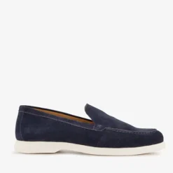 Van Beers Suede heren instappers donkerblauw New