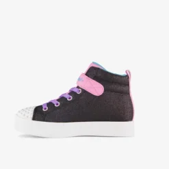 Skechers Twinkle Toes hoge meisjes sneakers met lichtjes zwart roze New