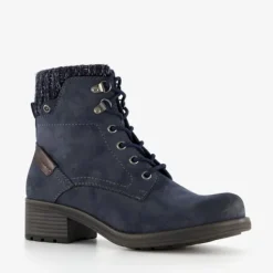 Blue Box Veterboots blauw met gebreid detail New