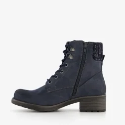 Blue Box Veterboots blauw met gebreid detail New