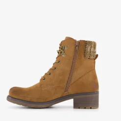 Blue Box Veterboots cognac met gebreid detail New